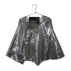 Rachel Zoe Christmas Tree Skirt Disco Silver Sequins 48" Slimline NWT